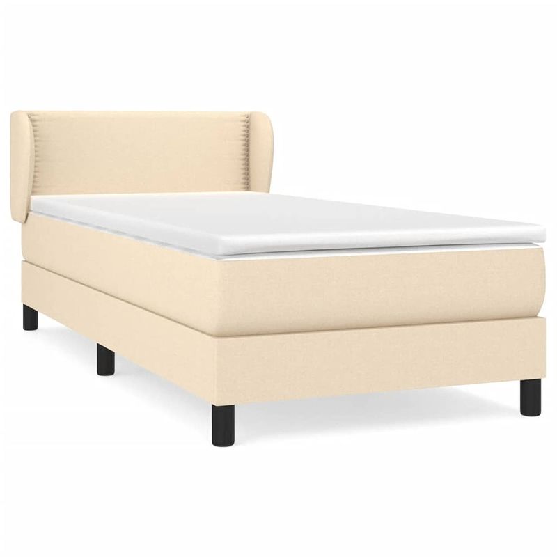 Foto van The living store boxspringbed - crème stof - 193x93x78/88 cm - verstelbaar hoofdbord - pocketvering matras -