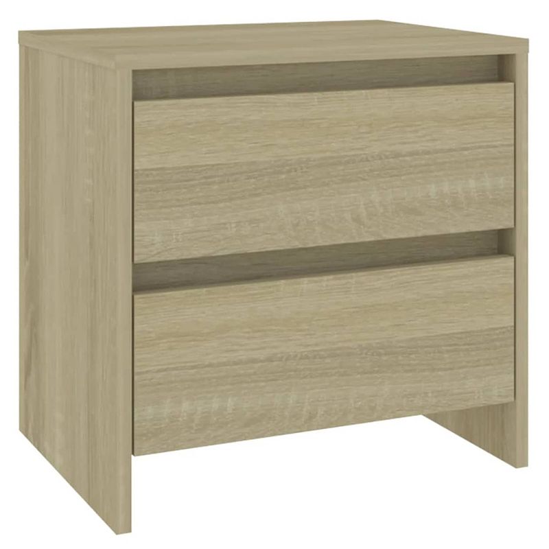 Foto van The living store bedkastje - sonoma eiken - 45 x 34.5 x 44.5 cm - 2 lades