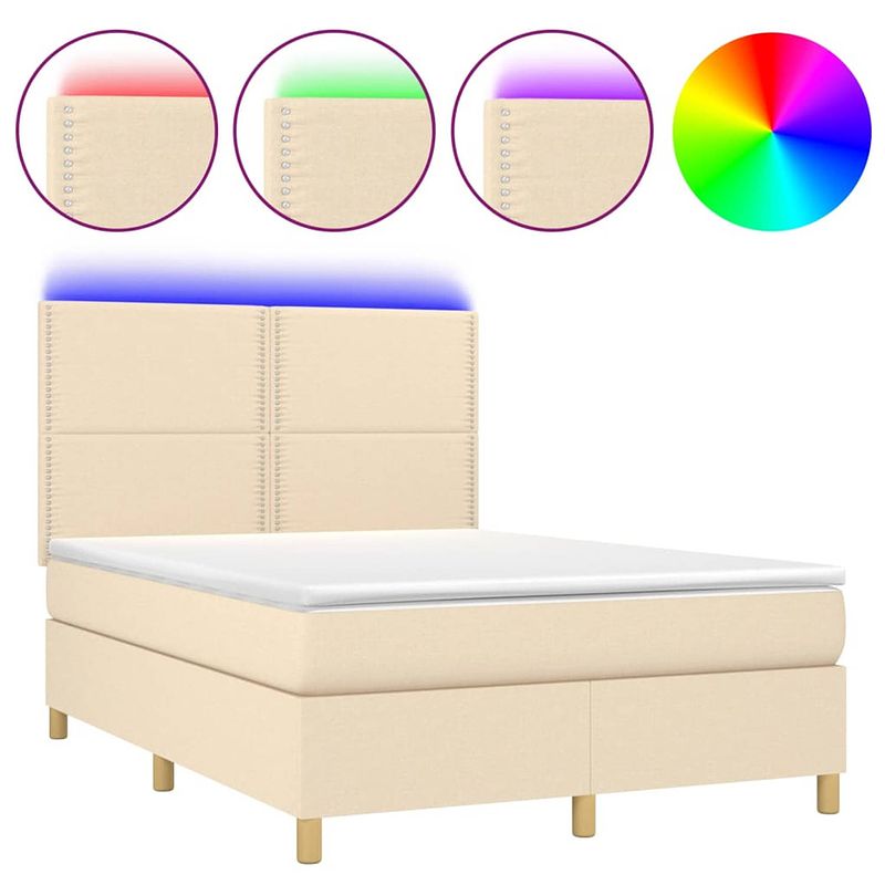 Foto van The living store boxspring - pocketvering matras - kleurrijke led-verlichting - huidvriendelijk topmatras