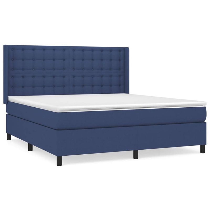 Foto van The living store boxspringbed - comfort pocketvering - middelhard - 180x200 cm - blauw