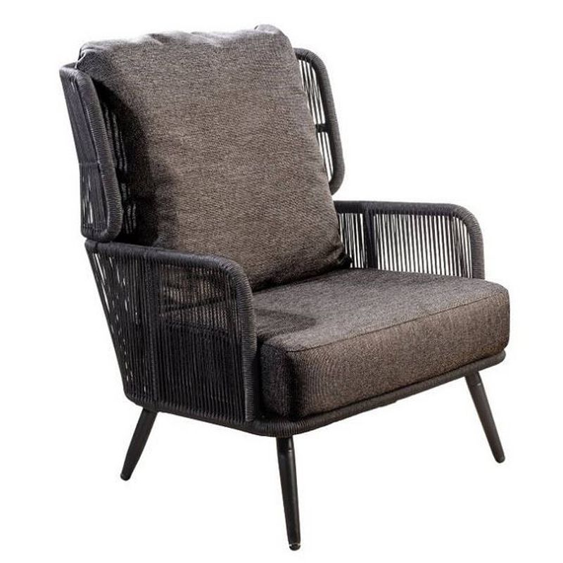 Foto van Tsubasa lounge chair alu black/rope black/soil