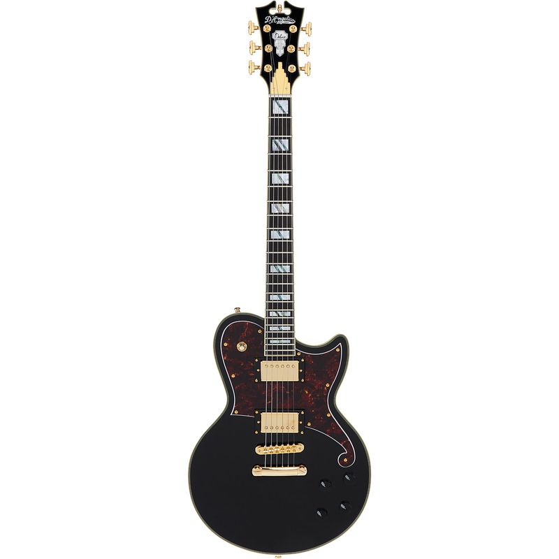 Foto van D'sangelico deluxe atlantic solid black elektrische gitaar met koffer