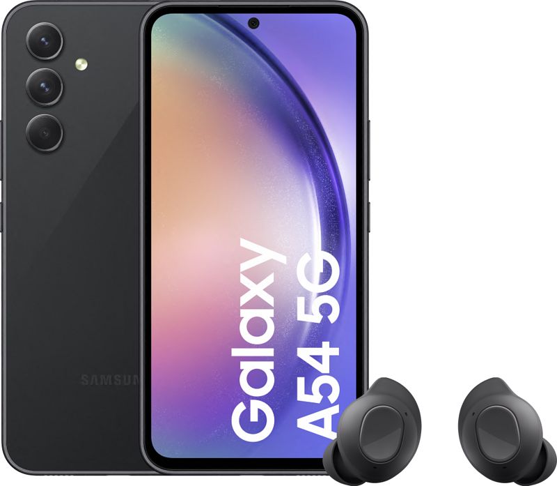 Foto van Samsung galaxy a54 128gb zwart 5g + samsung galaxy buds fe zwart