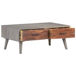 Foto van The living store salontafel raw mangohout - grijs/honingbruin - 100 x 60 x 40 cm