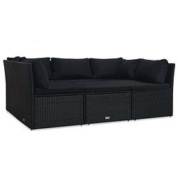 Foto van Infiori 4-delige loungeset met kussens poly rattan zwart