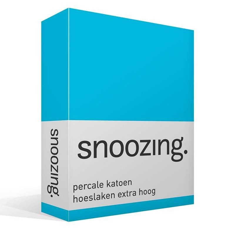 Foto van Snoozing - hoeslaken - percale katoen - extra hoog - 120x200 - turquoise