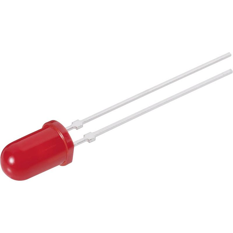 Foto van Vishay tllr 5400 bedrade led rood rond 5 mm 1.2 mcd 25 ° 2 ma 1.9 v