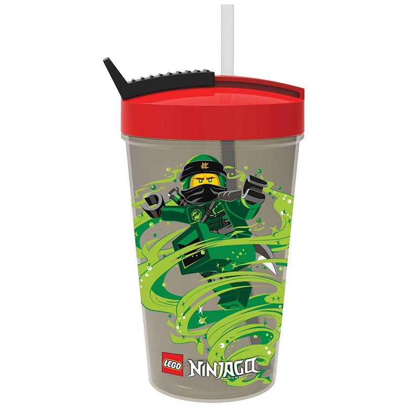 Foto van Lego drinkbeker met rietje ninjago groen/rood