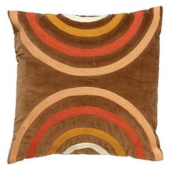 Foto van Dutch decor rody - sierkussen velvet tobacco brown 45x45 cm - bruin - bruin