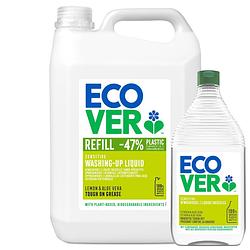 Foto van Ecover - afwasmiddel - citroen & aloë vera - krachtig tegen vet - 5l + 950ml gratis - voordeelverpakking