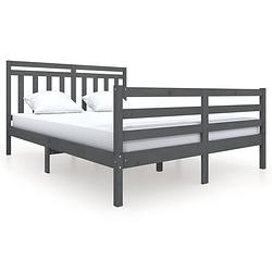 Foto van The living store bedframe grenenhout - grijs - 160 x 200 cm - hoogwaardig materiaal - stevig en stabiel - opvallend