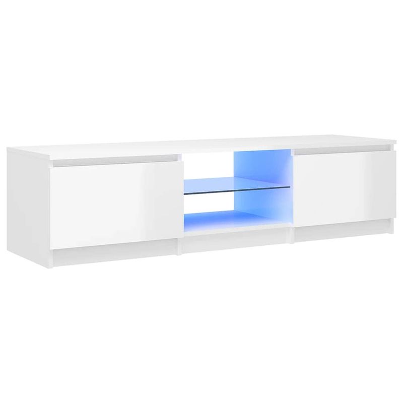 Foto van Infiori tv-meubel met led-verlichting 140x40x35,5 cm hoogglans wit