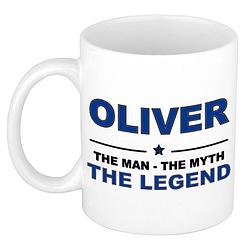 Foto van Oliver the man, the myth the legend cadeau koffie mok / thee beker 300 ml - naam mokken