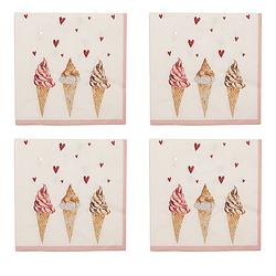 Foto van Haes deco - set van 4 wegwerpservetten - 33x33 cm (20 stuks in verpakking) - papier - frosty and sweet