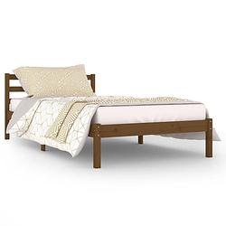 Foto van The living store houten bedframe - klassiek - bedden - afmeting- 205.5 x 105.5 x 69.5 cm - kleur- honingbruin -