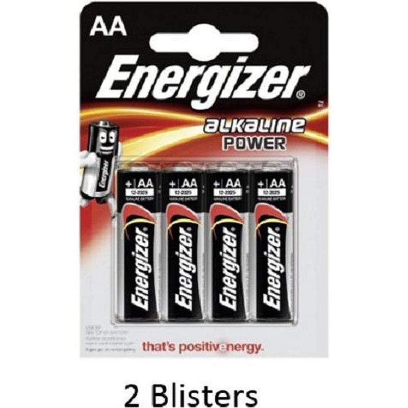 Foto van 8 stuks (2 blisters a 4 stuks) energizer aa alkaline power 1.5v