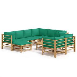 Foto van Vidaxl 10-delige loungeset met kussens bamboe groen