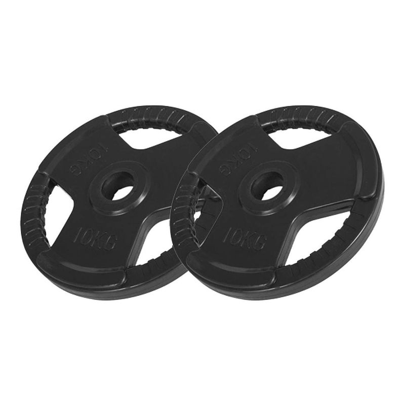 Foto van Gorilla sports 2 x 10 kg olympische halterschijf gripper gietijzer (50/51 mm, rubber coating)