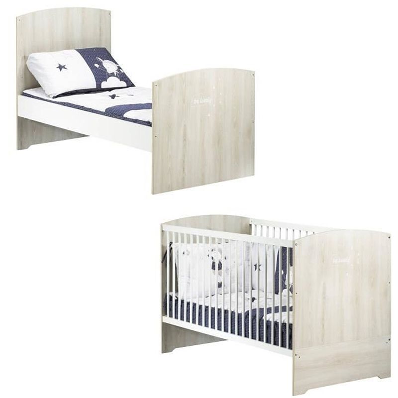 Foto van Babyprice babybed evolution little big bed smile grijs beuken 140x70 cm