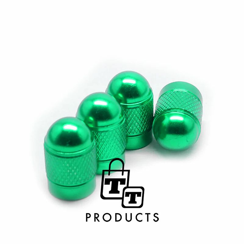 Foto van Tt-products ventieldoppen green bullets aluminium 4 stuks groen - auto ventieldop - ventieldopjes