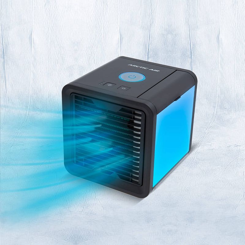 Foto van Livington arctic air black edition, portabler air-cooler, met led verlichting, water-verkoeling, luchtkoeler