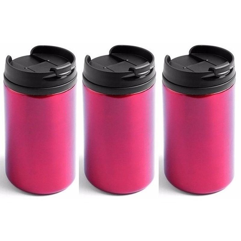 Foto van 3x isoleerbekers rvs metallic rood 320 ml - thermosbeker