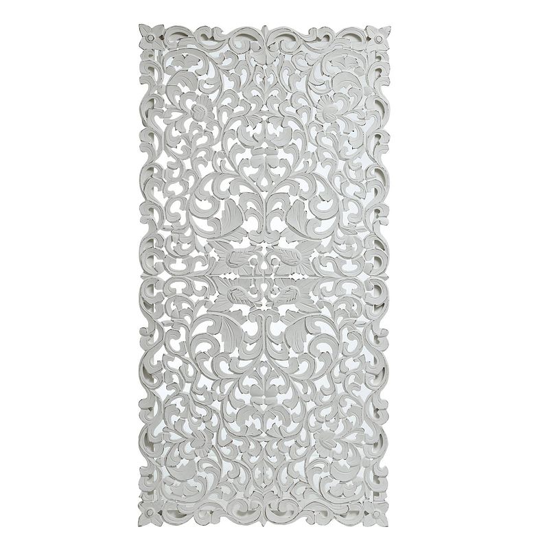 Foto van Ptmd livvy white antique mdf carved wall panel rectangl