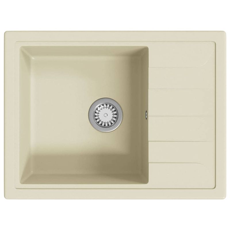 Foto van The living store granieten keukenspoelbak - beige - 580x440x164mm - hittebestendig - krasbestendig - omkeerbaar