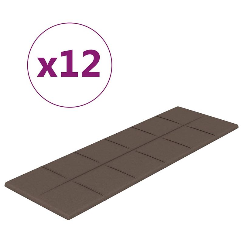 Foto van Vidaxl wandpanelen 12 st 3,24 m² 90x30 cm stof taupe