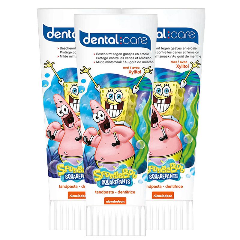 Foto van Dermo care - spongebob - tandpasta - 3 x 75ml - voordeelpack