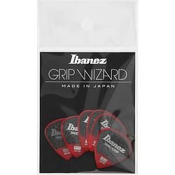 Foto van Ibanez ppa16hsgrd grip wizard sand grip plectrumset 6-pack heavy rood