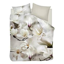 Foto van Snoozing floral flanel dekbedovertrek - lits-jumeaux (260x200/220 cm + 2 slopen) - flanel - wit