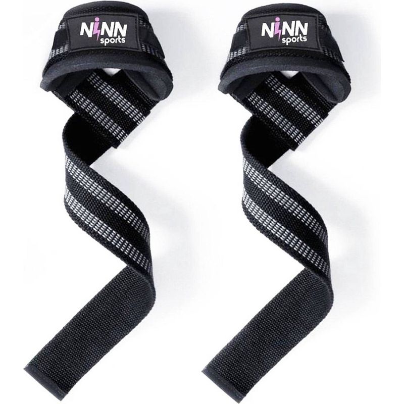 Foto van Ninn sports lifting straps zwart - krachttraining accessoires - powerlifting - bodybuilding