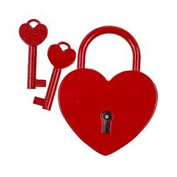 Foto van Valentijn/liefde thema slotje rood met hartje van 6 cm - feestdecoratievoorwerp