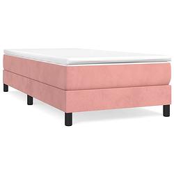 Foto van The living store boxspringframe - roze - 193 x 90 x 25 cm - zacht fluweel met ondersteunende poten en multiplex