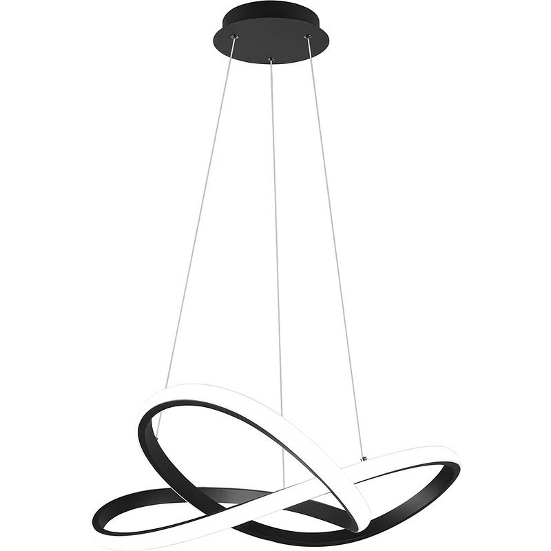 Foto van Led hanglamp - hangverlichting - trion corcy - 27.5w - natuurlijk wit 4000k - dimbaar - rond - mat zwart - aluminium