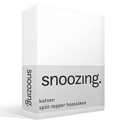 Foto van Snoozing - katoen - split-topper - hoeslaken - tweepersoons - 140x200 cm - wit