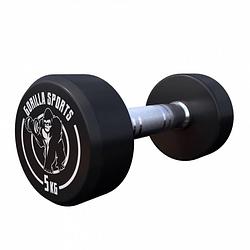 Foto van Gorilla sports dumbell - 5 kg - gietijzer (rubber coating) - met logo