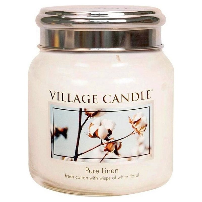 Foto van Village candle - pure linen - medium candle - 105 branduren