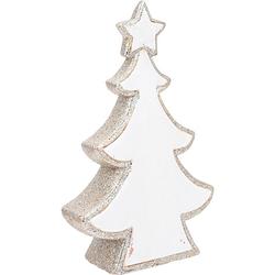 Foto van Wit met glitter decoratie kerstboom beeldje 40 cm - kerstbeeldjes