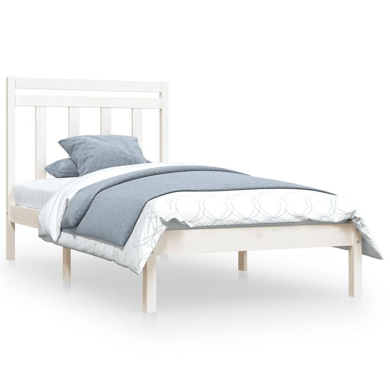 Foto van Vidaxl bedframe massief hout wit 90x190 cm 3ft single