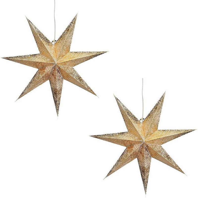 Foto van 2x stuks kerstversiering gouden kerststerren 60 cm - kerststerren