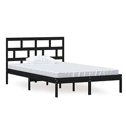 Foto van The living store bedframe - grenenhout - 205.5 x 126 x 100 cm - zwart