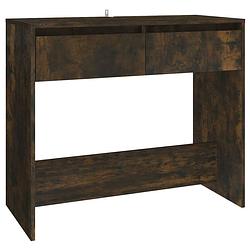 Foto van The living store consoletafel s decoratieve opbergoplossing - 89 x 41 x 76.5 cm - gerookt eiken