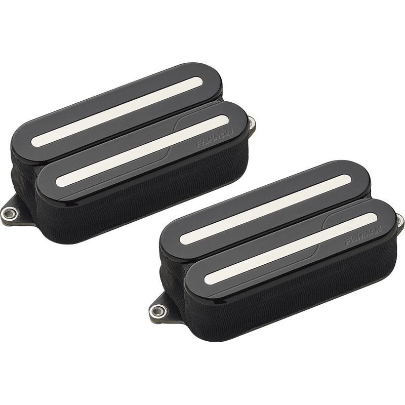 Foto van Fishman prf-mo6-sbn fluence open core modern humbucker set 6-string black / nickle rails actieve elementenset