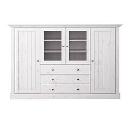 Foto van Alonso dressoir 2 deuren, 2 glazen deuren, 3 lades, white washed.