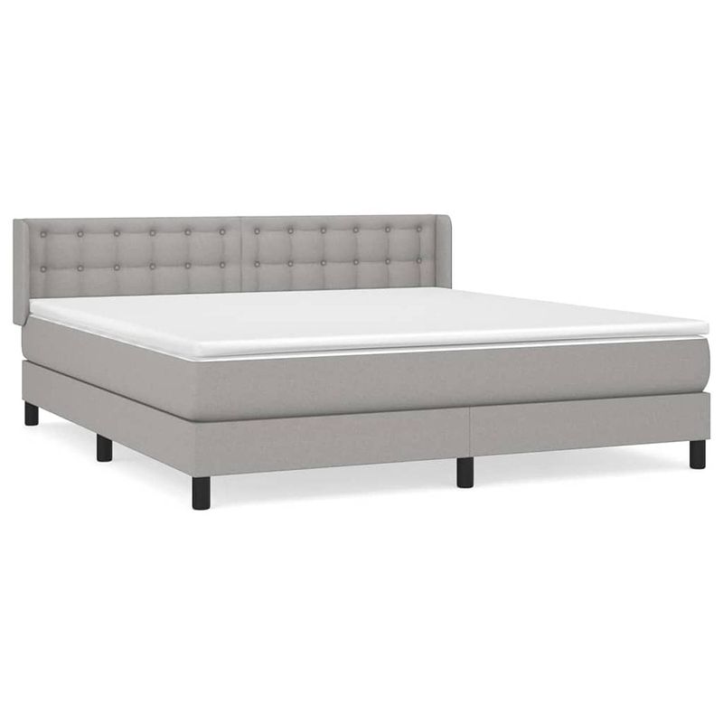 Foto van The living store boxspringbed - pocketvering - lichtgrijs - 203 x 163 x 78/88 cm - duurzaam - verstelbaar hoofdbord -