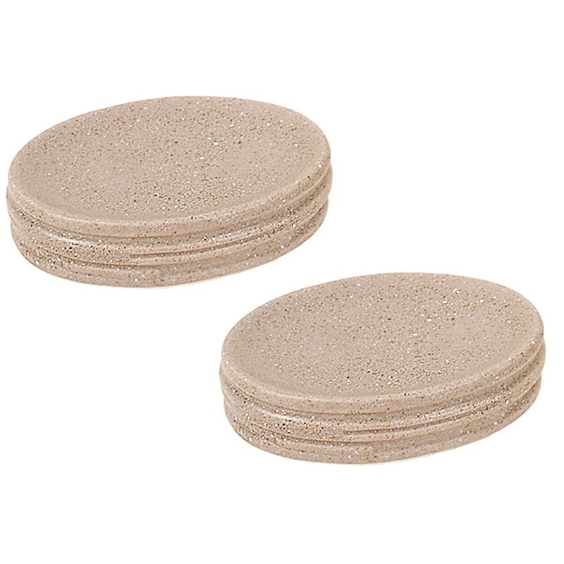 Foto van Set van 2x stuks zeephouders/zeepbakjes creme keramiek 13 cm - badkameraccessoireset