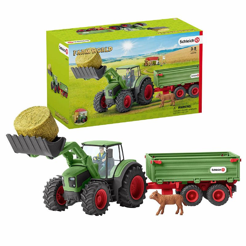 Foto van Schleich farm world tractor with trailer - 42379