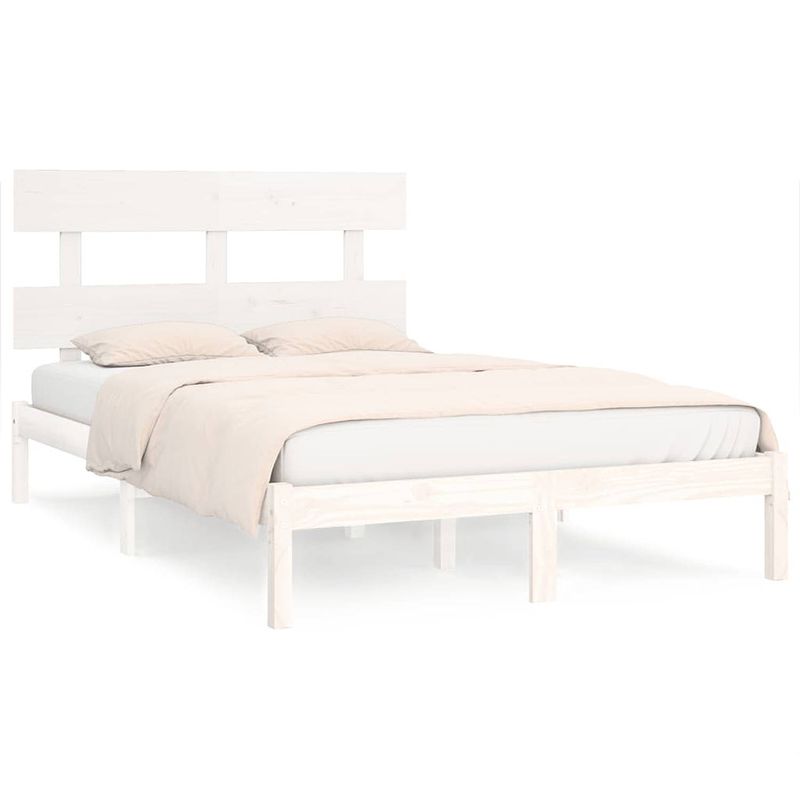 Foto van The living store bedframe the living store houten bedframe - 205.5 x 185.5 x 31 cm - wit